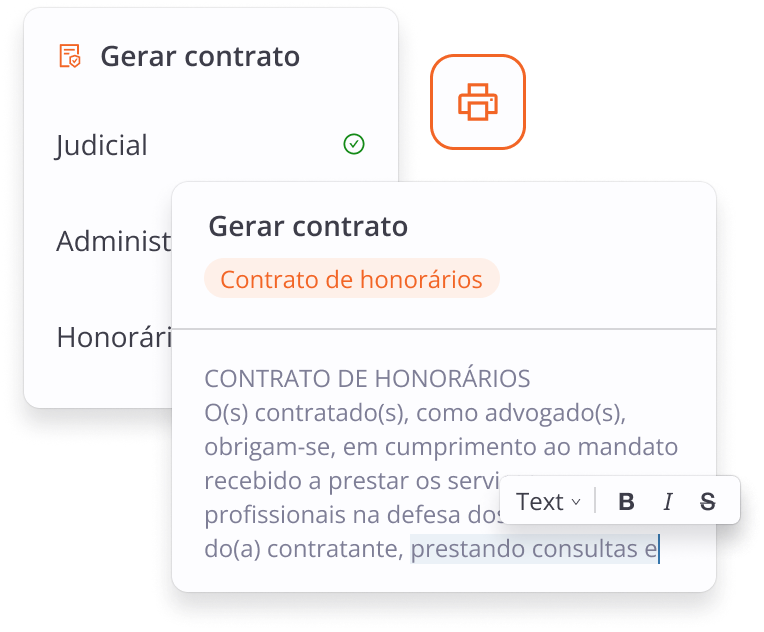 Demonstração de features de procurações, contratos e ficha do cliente