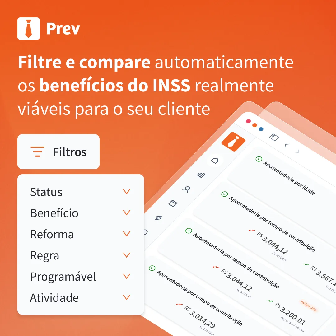 Filtre e compare automaticamente os benefícios do INSS realmente viáveis para o seu cliente