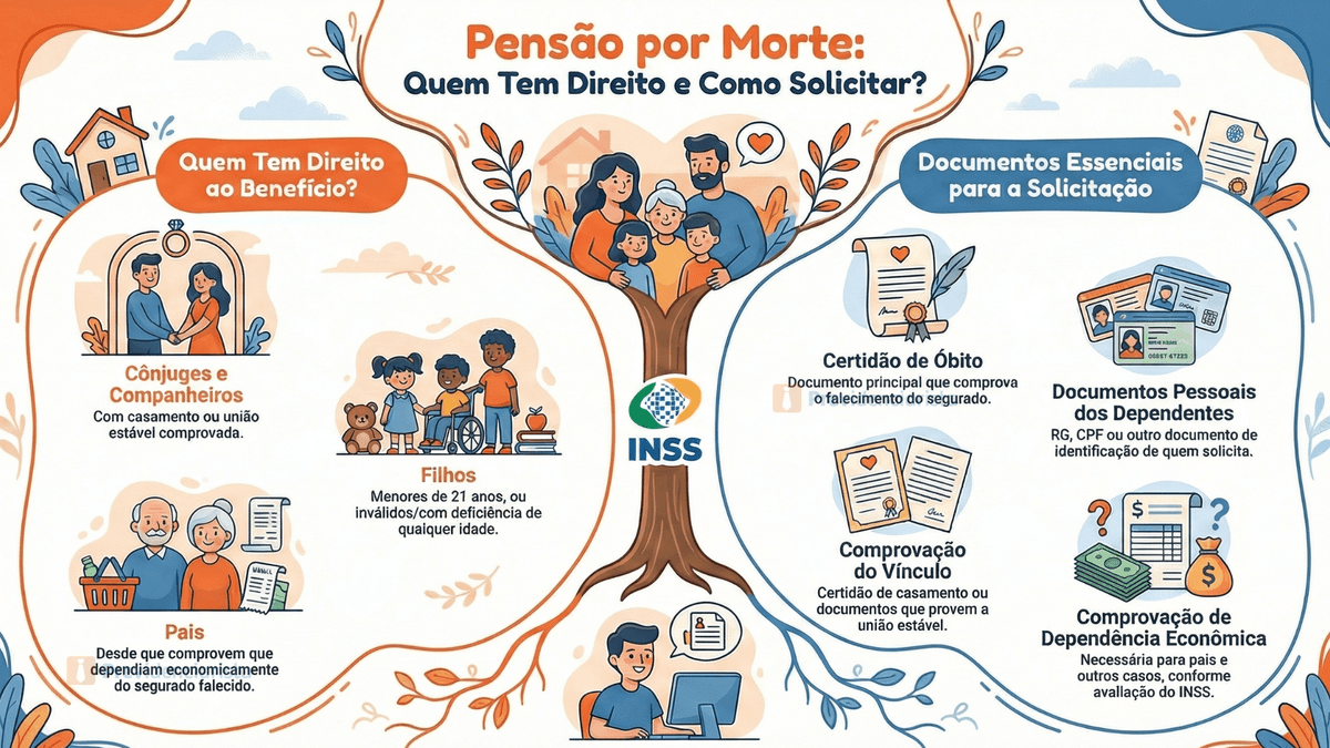 infográfico que explica quem pode receber pensão por morte
