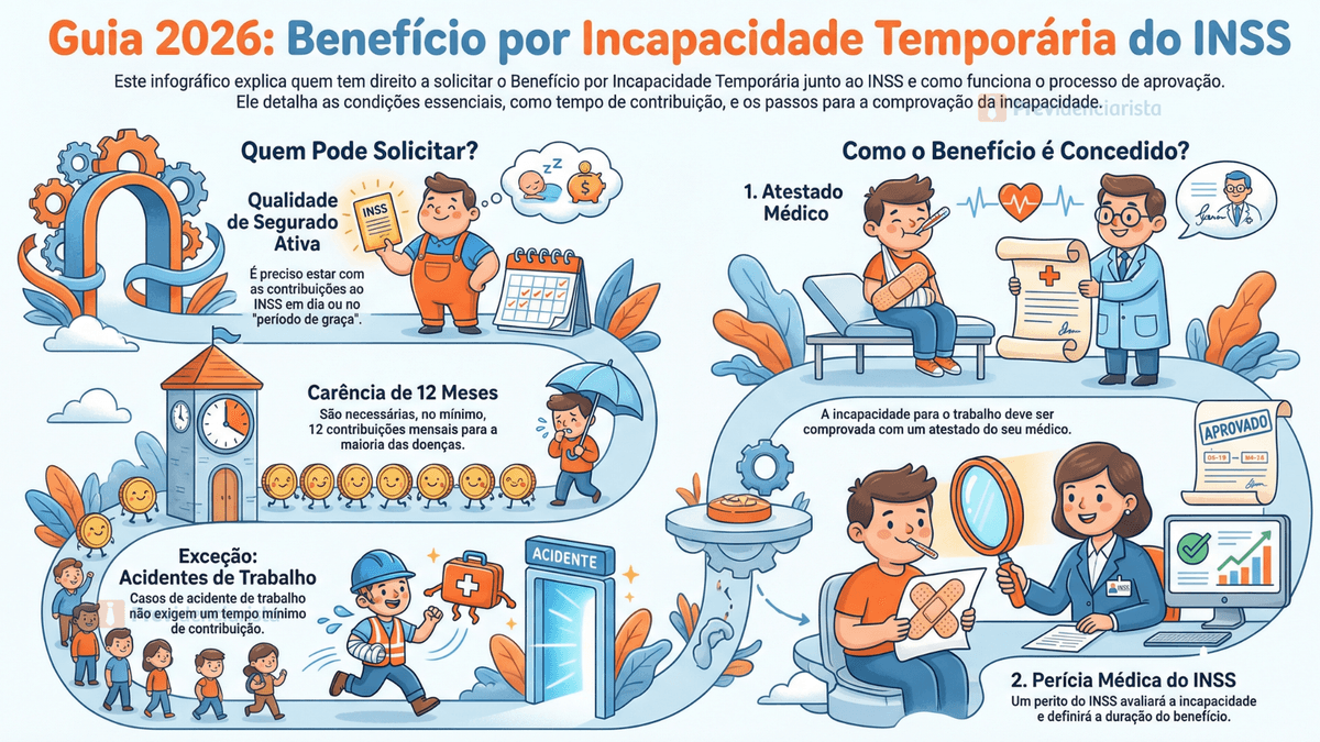 infográfico explicando quem pode pedir benefício por incapacidade temporária