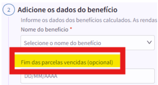 dados do beneficio