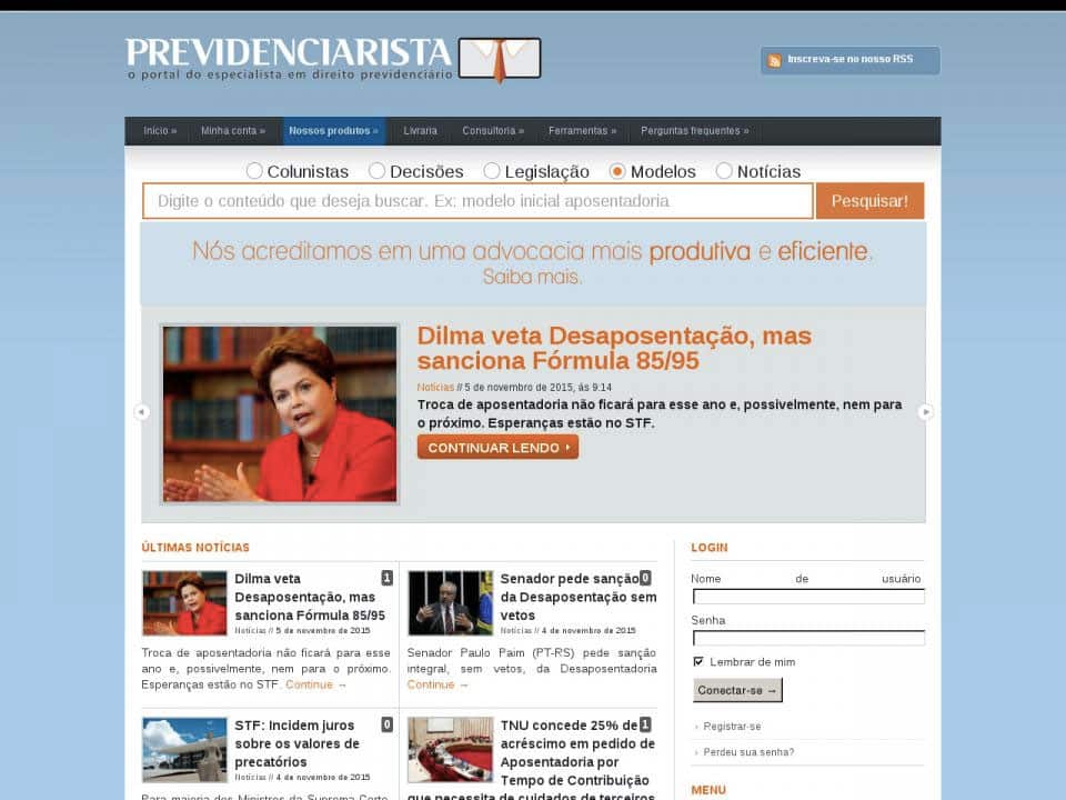 Primeiro layout do Previdenciarista