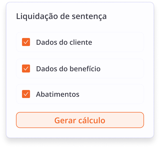 Demonstração de opções dentro de liquidação de sentença