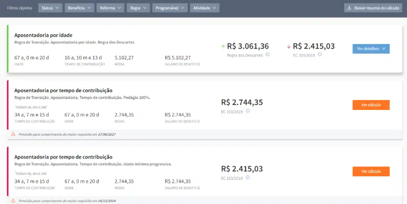 calculo aposentadoria